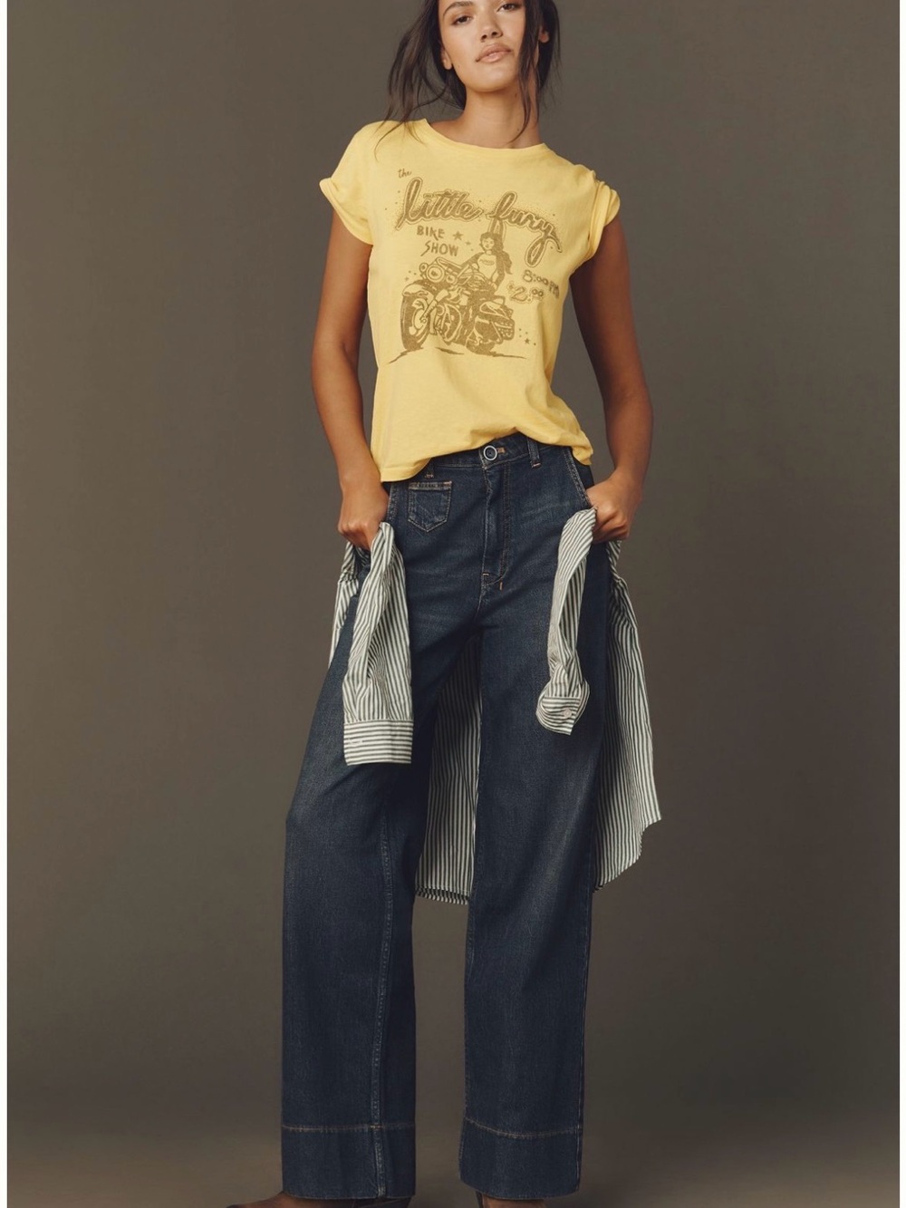 Pilcro Anthropologie Gilligan  High Waist wide leg Trouser Jeans dark size 31p